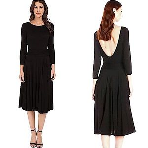 NWT LAMADE black scoop back 3/4 sleeve midi dress size small new with tags